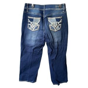 Hydraulic Blue Denim Capris Pants with Embellished Back Pockets Size 14 Women's